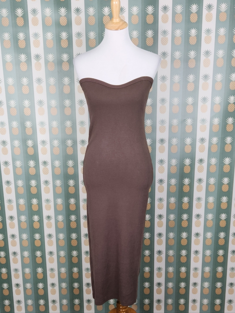 LAMade Strapless Brown Tube Midi Dress